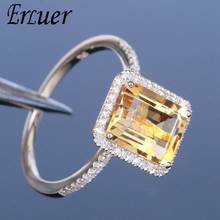 ERLUER Vintage Silver color Big Light Brown Color CZ Zirconia Rings For Women Engagement Wedding jewelry Trendy love Gift ring 2024 - buy cheap