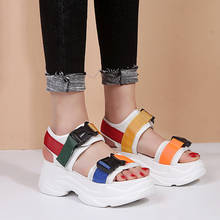 Sandalias con punta de plataforma abierta para Mujer, zapatos de cuña informales, a la moda, color blanco y negro, novedad de 2020 2024 - compra barato