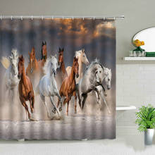 Correndo cavalos finos cortina de chuveiro fazenda animal impressão tela do banheiro à prova dwaterproof água banheira decoração cortinas penduradas com ganchos 2024 - compre barato