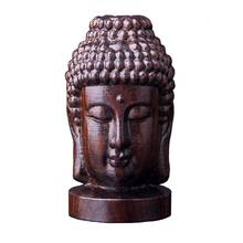 Estatua de Buda que tallada de madera, Sakyamuni, Tathagata, estatuilla de caoba, escultura de cabeza de Buda de la India, artesanías decorativas para el hogar 2024 - compra barato