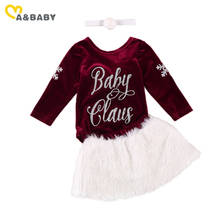 Ma & Baby-Conjunto de ropa para niña recién nacida, Pelele de manga larga con pompón, faldas de felpa, trajes de invierno para Navidad, 0 a 24 meses 2024 - compra barato