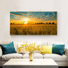 Wheat field  in sunset  Landscape Canvas Painting Scandinavia Posters and Prints Cuadros Wall Art Pictures For Living Room 2024 - buy cheap