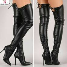 Women Sexy Thin Heels Boots Fashion Stylish Pointed Toe Winter Over The Knee High Boots Shoes Woman Black Party Thigh High Boots 2024 - buy cheap
