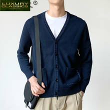 Cárdigan de algodón 100% para hombre, suéter coreano, suéteres de punto informales, ropa de otoño e invierno, abrigo, 12 LW, 2021 2024 - compra barato