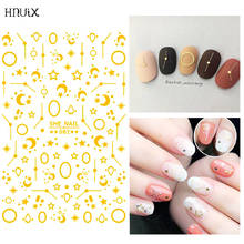 HNUIX 1 Pieces 3D Nail stickers Golden Stars Moon 3D Triangle Square Self Adhesive Tips Nail Art Decorations jewelry decals 2024 - buy cheap