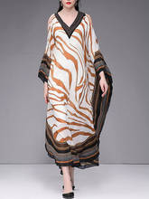 VKBN Summer Dress Women V-neck Striped Striped Print Batwing Sleeve Plus Size Women Maxi Dresses for Women 2024 - buy cheap