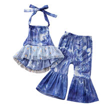 2-6Years  Infant Kid Baby Girls Tie-dye  Clothing Set  Sleeveless Lace  Halter  Top + Flare Pants  2pcs Summer  Clothing  Set 2024 - buy cheap