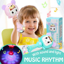 Popular! LED Luminous Handbell Music Sand Hammer Soft Teether Develop Baby Toy Rattle Plastic Handbell Intelligent Grip Ball 2024 - buy cheap