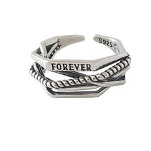 New Arrival Vintage Retro Forever Love Womens Rings Jewelry  Real  For Women Girls Wide Double Unusual Adjustable Rings 2024 - buy cheap