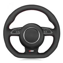Чехол рулевого колеса автомобиля ручная прострочка мягкой натуральной кожи черного цвета для Audi A5 A7 RS7 S7 SQ5 S6 S5 RS5 S4 RS4 S3 2012-2018 2024 - купить недорого