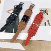 Кожаный ремешок для Apple Watch Band series 1 2 3 4 5 6 se, модный браслет для iwatch 40 мм 44 мм, 38 мм 42 мм 2024 - купить недорого