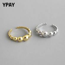 YPAY Genuine 925 Sterling Silver Open Rings Women Korean INS Minimalist Geometric Round Bead Smooth Surface Ring Jewelry YMR886 2024 - buy cheap