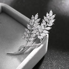 Zhijia-broches de hojas con diamantes de imitación de cristal, color plateado, para mujer, accesorios de joyería de fiesta 2024 - compra barato