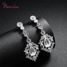 Drop Wedding Earrings Eift Silver Color Rhinestone Big Earrings Crystal Silver Earrings Wholesale Price RE3593 2024 - buy cheap