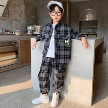 Primavera roupas estilo coreano novo xadrez terno médio e grandes crianças 2021 primavera crianças conjunto de duas peças 2024 - compre barato