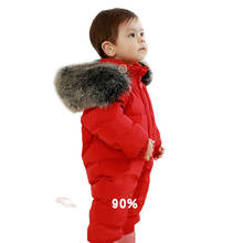 -30 Degree Thick Warm Kids Baby Snowsuit Real Large Fur Collar White Duck Down Filling 0-4 Years Toddler Boys Girls Down Rompers 2024 - buy cheap