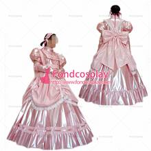 fondcosplay adult sexy cross dressing sissy maid long baby pink thin pvc dress lockable Uniform apron costume Tailor-made[G2458] 2024 - buy cheap