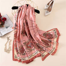 Lenço de cachecol de seda feminino, lenço popular de marca luxuosa com estampa xale para mulheres primavera e verão 2019 2024 - compre barato