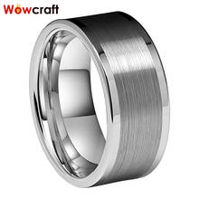10mm Wide Tungsten Carbide Ring Men Engagement Wedding Band Flat Polished Shiny Brushed Finish Comfort Fit 2024 - buy cheap