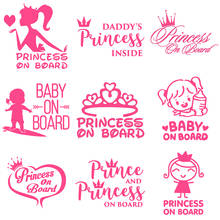 WaveHands Princess Baby On Board Car Sticker Decal Girl Daughter Pink Vinyl Warning Sign Sticker On Auto 3D Funny Car Styling 2024 - buy cheap