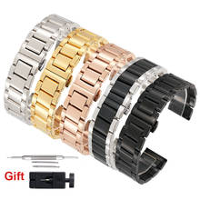 18mm 20mm 22mm 24mm aço inoxidável pulseira de relógio universal masculino feminino metal sólido clássico pulseira de pulso pulseira com ferramentas 2024 - compre barato