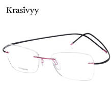 Krasivyy Pure TitaniumRimless Glasses Frame Women Ultralight Optical Prescription Eyeglasses Men 2022 Brand Oval Myopia Eyewear 2024 - buy cheap