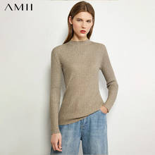 AMII Minimalism Autumn Winter Women Sweater Solid Slim Fit Knitted Women's turtleneck Sweater Female Pullover Tops 12040573 2024 - buy cheap