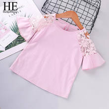 He olá enjoy roupas de bebê meninas camiseta top pulôver verão 2020 camiseta de renda floral rosa roupas casuais para crianças 2024 - compre barato