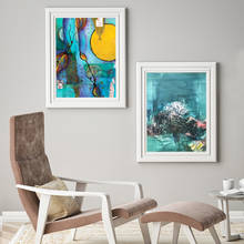 Moderno azul e amarelo parede da sala de estar o quarto casa decoração pintura abstrata pintura hd impressão em tela da arte foto 2024 - compre barato