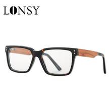 LONSY Handmade Natural Wooden Glasses Frame Women Men Retro Vintage Clear Transparent Lens Prescription Optical Eyewear 2024 - buy cheap