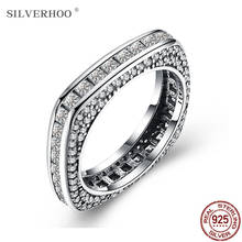 SILVERHOO-anillos de plata de ley 925 para mujer, joyería fina con Zirconia cúbica cuadrada, Estilo Vintage, gran oferta 2024 - compra barato