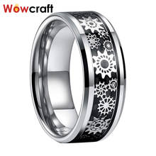 Real Tungsten Carbide Rings Fashion Jewelry Gear Inlay Mens Womens Wedding Band 6/8MM Comfort Fit 2024 - buy cheap