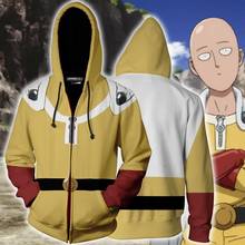 Sudadera con capucha de Anime One Punch para hombre, sudadera con estampado informal de Saitama Oppai Sensi, abrigo con cremallera fina, prendas de vestir exteriores 2024 - compra barato