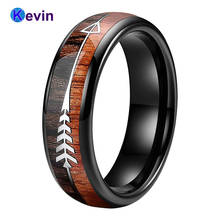 Black Wedding Ring For Men And Women Tungsten Wedding Band With Double Wood And Steel Arrow Inlay Band 6MM 2024 - buy cheap