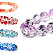 Doreenbeads cristal grânulos soltos redondos coloridos mostled diy pulseira jóias sobre 10mm de diâmetro, 1strand (aproximadamente 84 pces/strand) 2024 - compre barato