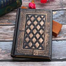 Engraved Notebook Diary-Book Journals Vintage Leather Journal Classic Diaries Retro Plaid Leather Black Golden Framed Notebook 2024 - buy cheap