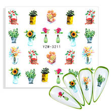 1 лист красочный цветок Гель-лак для маникюра наклейки для ногтей Цветущий Цветочный букет переводная бумага для ногтей украшения из фольги 2024 - купить недорого