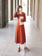 2019 nueva moda vestido de mujer vestidos de cuello Peter pan vestido vintage 2024 - compra barato