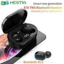 E7S TWS беспроводные наушники Bluetooth с шумоподавлением, водонепроницаемый светодиодный экран, наушники-вкладыши, стерео наушники, черный и белый цвета 2024 - купить недорого