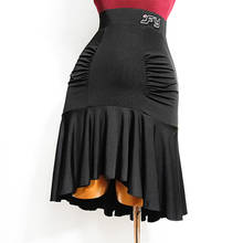 Falda de baile latino para mujer, falda negra plisada Irregular, vestido de práctica de Samba, Rumba, Tango, ropa de baile de rendimiento para adultos VDB2572, 2020 2024 - compra barato