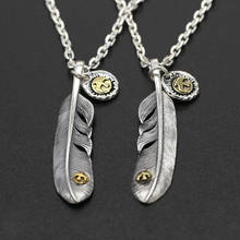 S925 Sterling Silver Jewelry Vintage Thai Silver Personality Handmade Eagle Feather Pendant 2024 - buy cheap