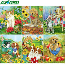 Pintura de diamante para cães e gatos azqsd, quadrado, completo, imagem de strass, bordado, animais, mosaico, bordado, bordado, decoração para casa 2024 - compre barato