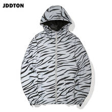 Jddton jaqueta masculina e feminina com capuz, casaco solto casual corta-vento hip hop com luz refletora, zebra, roupa de rua je525 2024 - compre barato