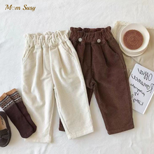Fashion Baby Girl Boy Corduroy Pant Cotton Infant Toddler Child Corduroy Trousers High Waist Button Loose Pant Baby Clothes 1-8Y 2024 - buy cheap