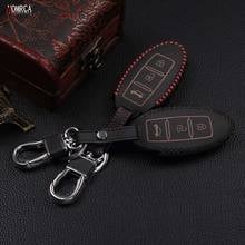 2017 Fashion men top layer Leather remote control car keychain key cover Case for Nissan Tidda Livida X-Trail T31 T32 3 buttons 2024 - buy cheap