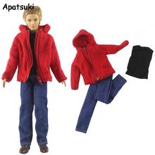 Модная кукольная одежда для Кена, наряды для кукол для мальчиков, красное пальто, рубашка и брюки для Барби, бойфренда Кен 1/6, аксессуары для кукол 2024 - купить недорого