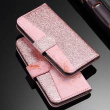 Premium glitter mármore splicing carteira caso para iphone xr xs max x flip capa de couro magnética para iphone 8 plus 7 6s 5 5S se 2024 - compre barato