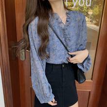 Fashion Long Sleeve Blouses Elegant Lady Print Shirts Tops Spring Autumn Women Chiffon Blouses 2024 - buy cheap