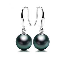 Genuine S925 Sterling silver 10-12mm Tahiti style Perfect round pearl Drop Earrings Fashion jewelry For women Free shipping 2024 - buy cheap