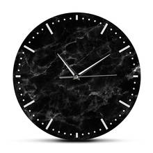Reloj de pared de mármol negro minimalista, reloj de pared silencioso para decoración de mármol negro con estampado de sala de estar, reloj de arte de pared abstracto moderno 2024 - compra barato